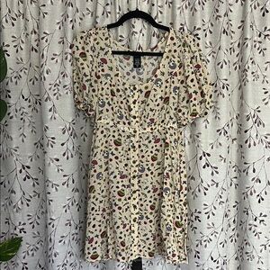 Hot Topic Cream Floral and Butterfly Dress